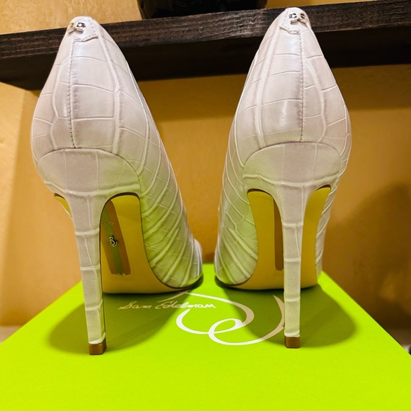 NEW Sam Edelman Pebble Grey Beth Crocodile Pump Stiletto Heels - Picture 4 of 8
